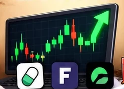 Green trading chart going up